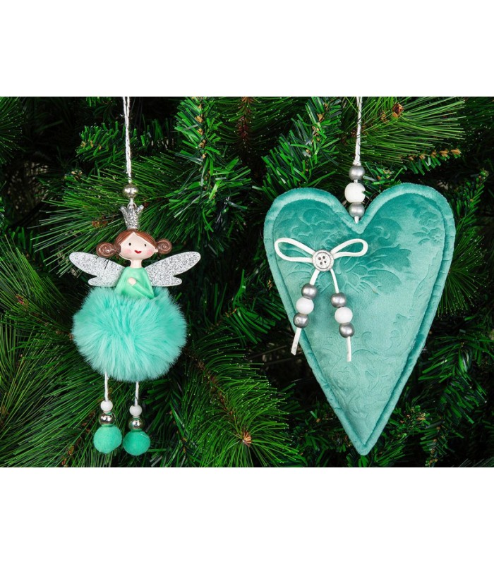 Comprar adorno árbol de navidad hada corazón azul verde