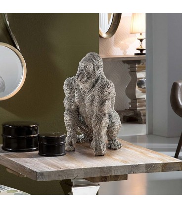 Figura decorativa gorila gigante plata