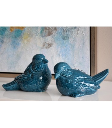 Figura pareja de pájaros azules