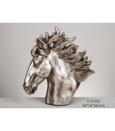 Figura de busto cabeza de caballo plata
