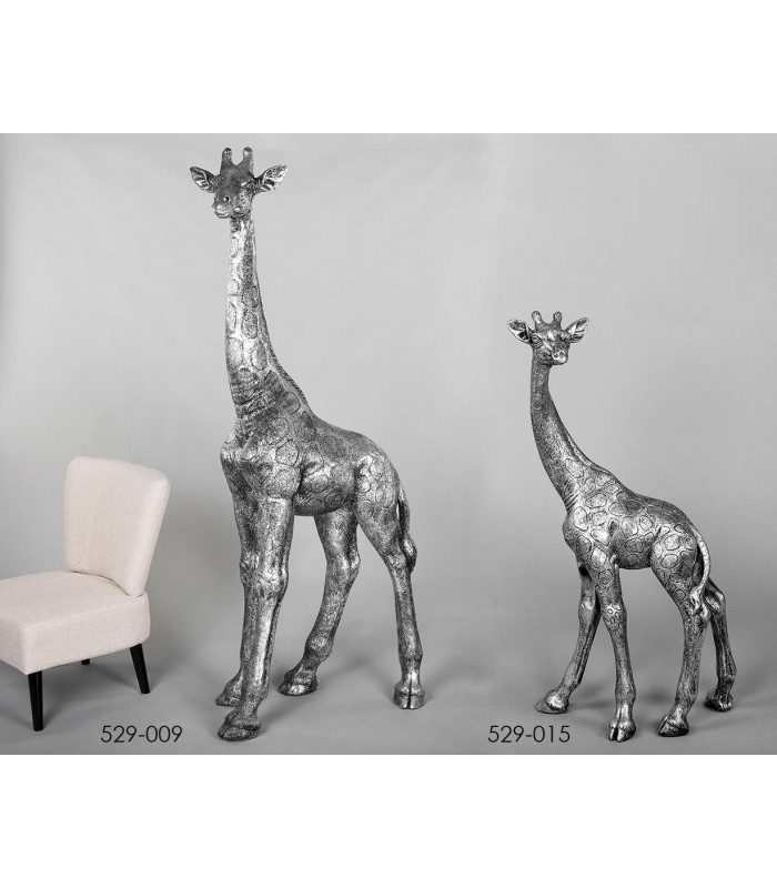 Oscar figura decoración en forma de jirafa a tamaño real en plata