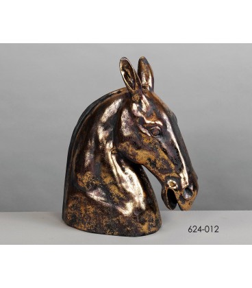 Figura de busto cabeza de caballo dorado